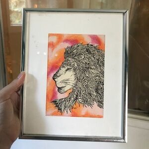 Zen tangle lion art